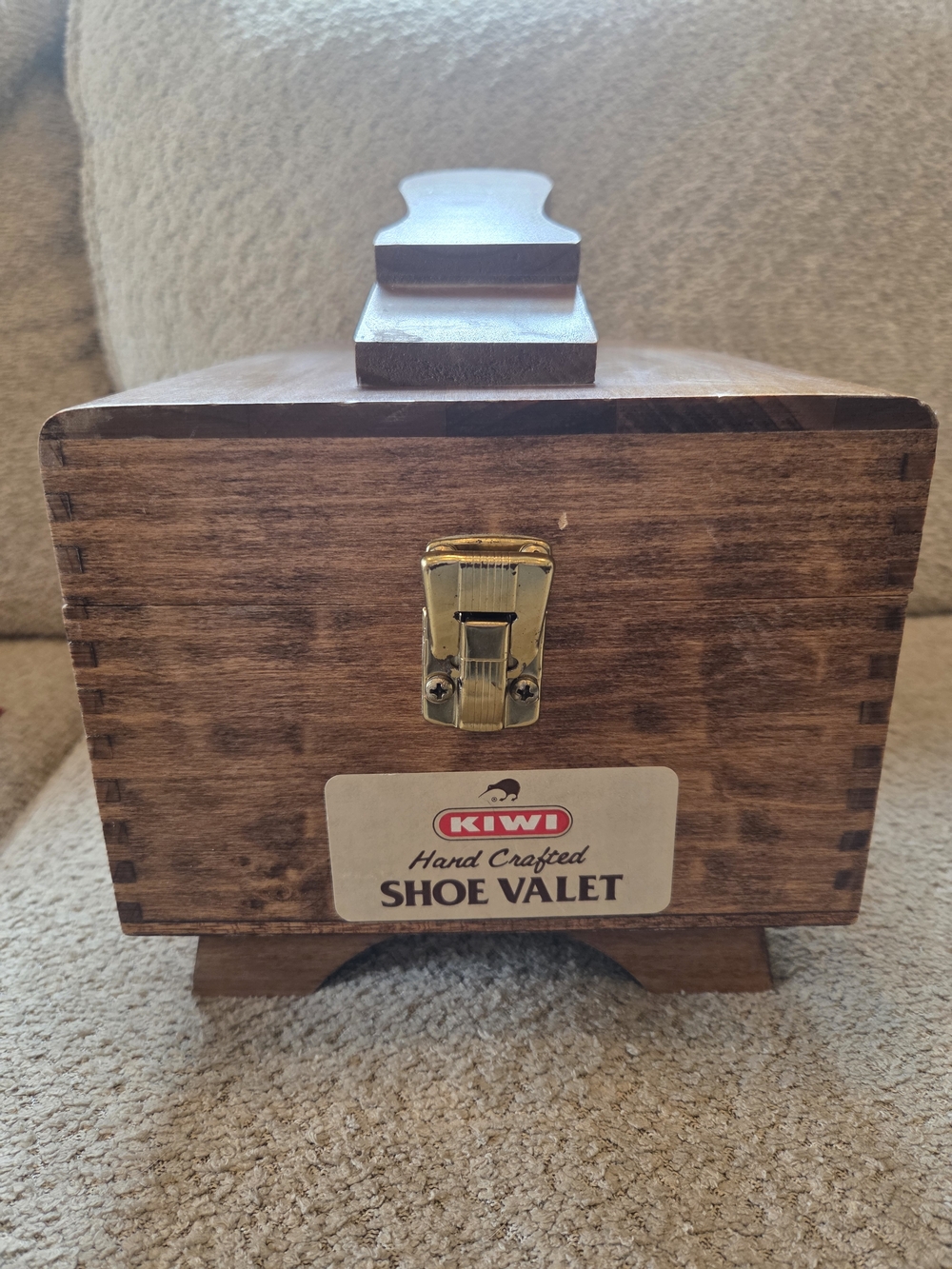 KIWI Hand Crafted Shoe Valet in Warm Wood Tone